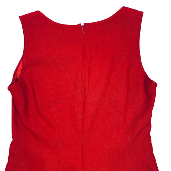 sleeveless red linen dress round neck sz 40 ESPRIT - Picture 6 of 8